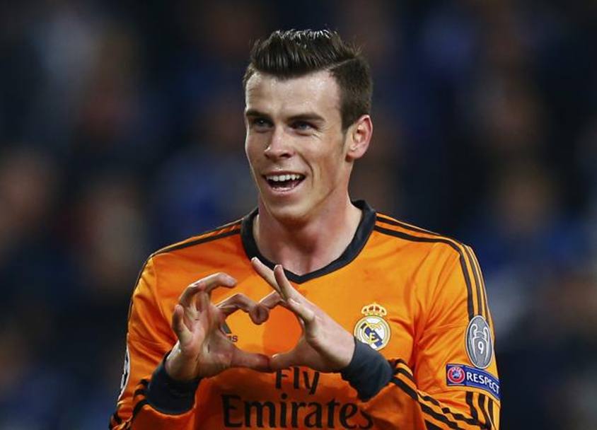 L&#39;esultanza di Gareth Bale, attaccante esterno gallese del Real. Reuters